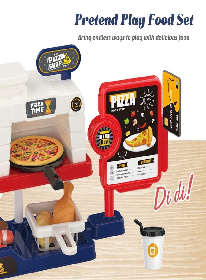 Lonfypeng Kids Pizza Oven Play Set: Ice Cream Maker, Card Reader, Cash Register, Play Food (Pizza, Chicken Nuggets, Fries) Play Money - Educational Toy Kitchen Ages 3+ - Image 4